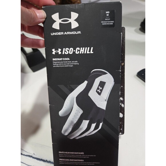 Under Armour Iso Chill Left Hand Golf Glove Medium Black White New SB - Picture 2 of 12